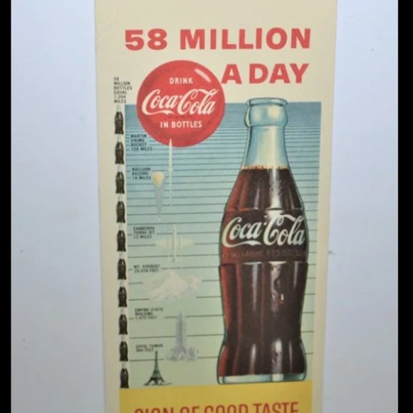 Coca Cola Advertising Card Litho USA 1957 5 Million Bottles Miles Reference - Picture 1 of 7